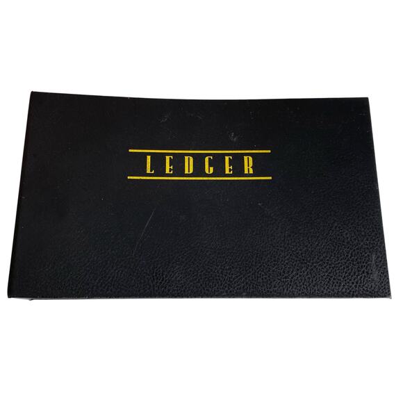Vintage Accounting Ledger Black 4-Ring Binder A-Z Index Hardcover Ledger Sheets - Picture 1 of 16
